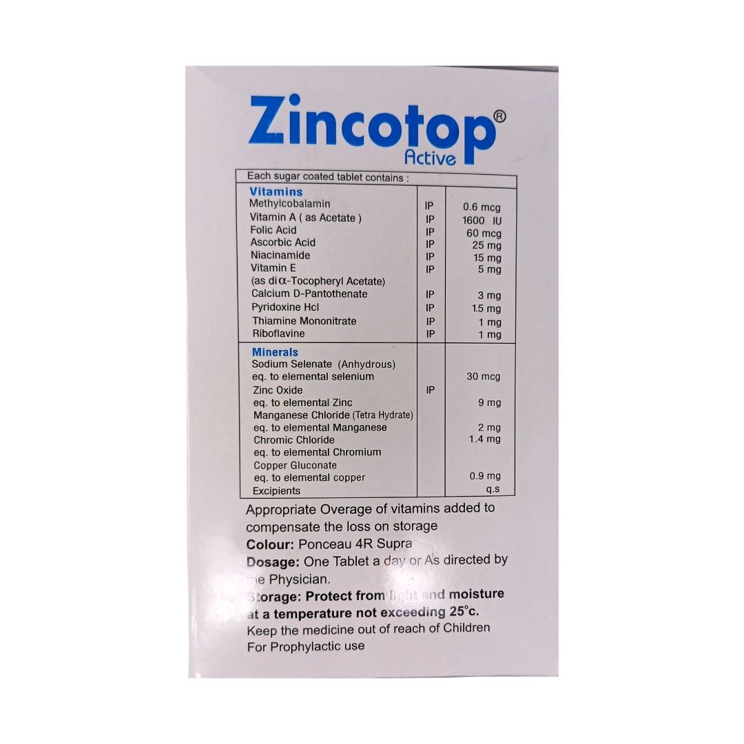 ZINCOTOP ACTIVE CAP - Generic for A TO Z NS | REVITAL H | SUPRADYN (Multivitamins + Multiminerals + Methylcobalamin)