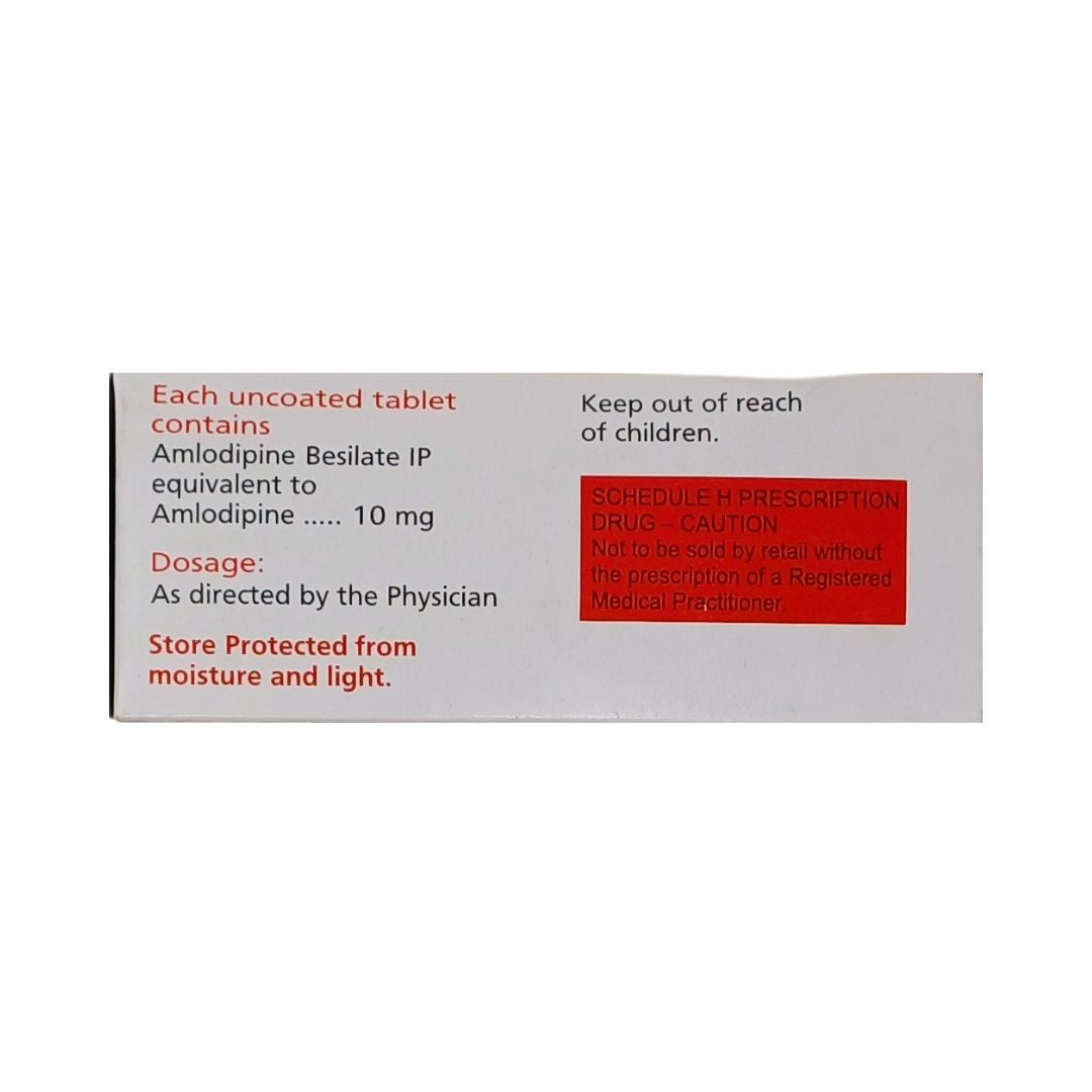 AMLIP 10 - Strip of 10 Amlodipine 10 MG Tablets for Hypertension