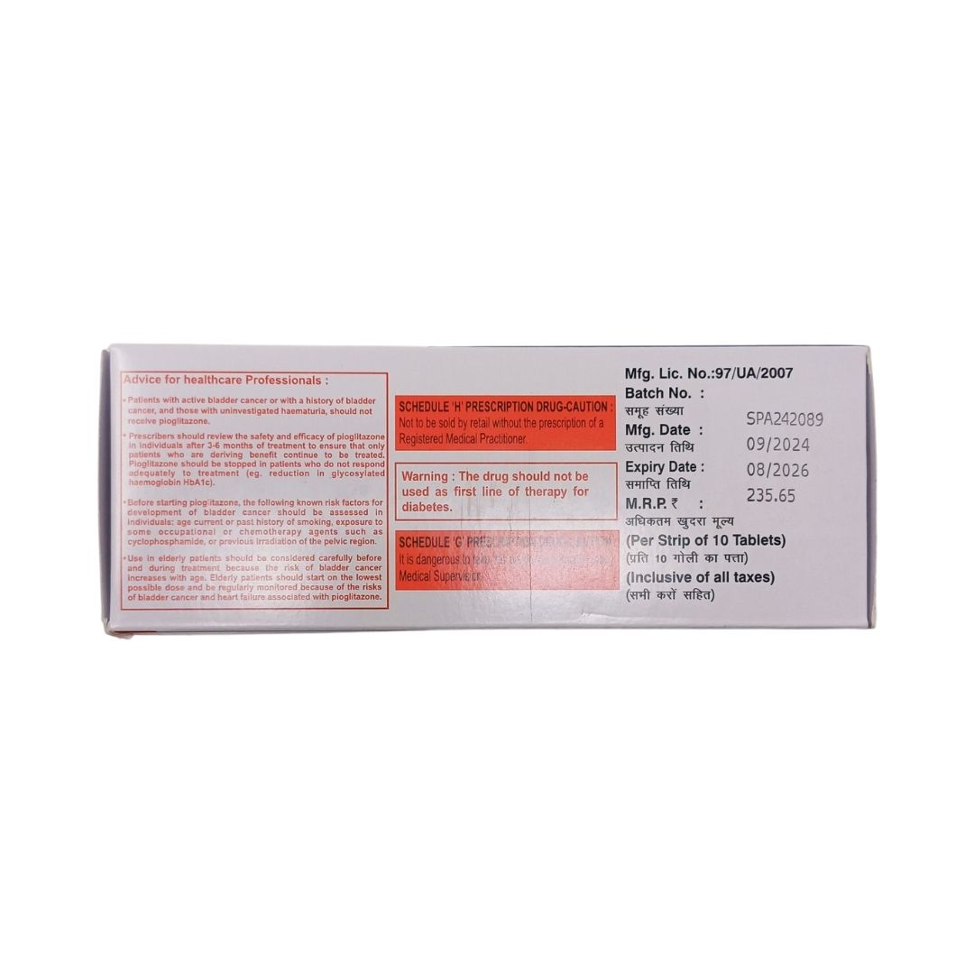 GLIMP MP2 - Strip of 10 Glimepiride 2 MG + Pioglitazone 15 MG + Metformin 500 MG Tablets for Type 2 Diabetes