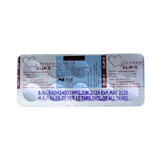 CLIP 5 - Strip of 10 Cilnidipine 5 MG Tablets for High Blood Pressure