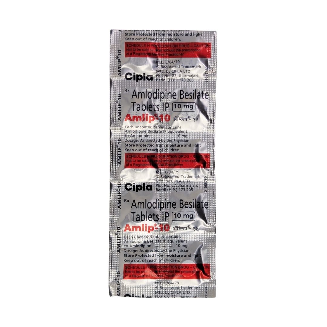 AMLIP 10 - Strip of 10 Amlodipine 10 MG Tablets for Hypertension
