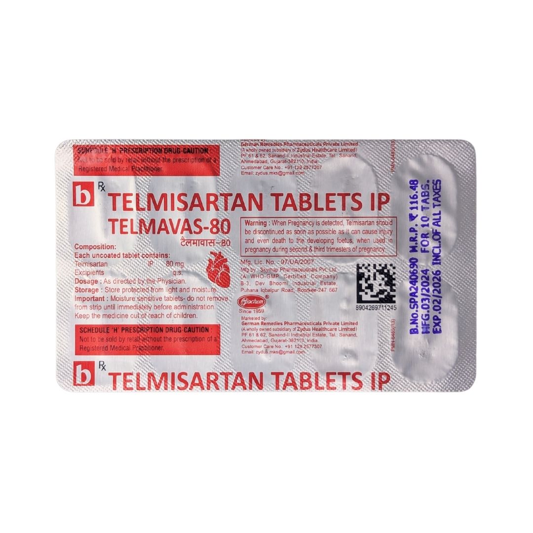 TELMAVAS-80 MG TAB (10'S)