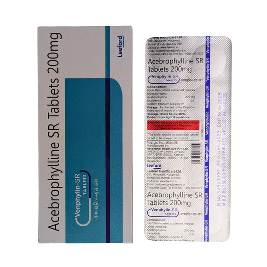 VENPHYLIN SR - Strip of 10 Acebrophylline 200 MG Tablets for Asthma