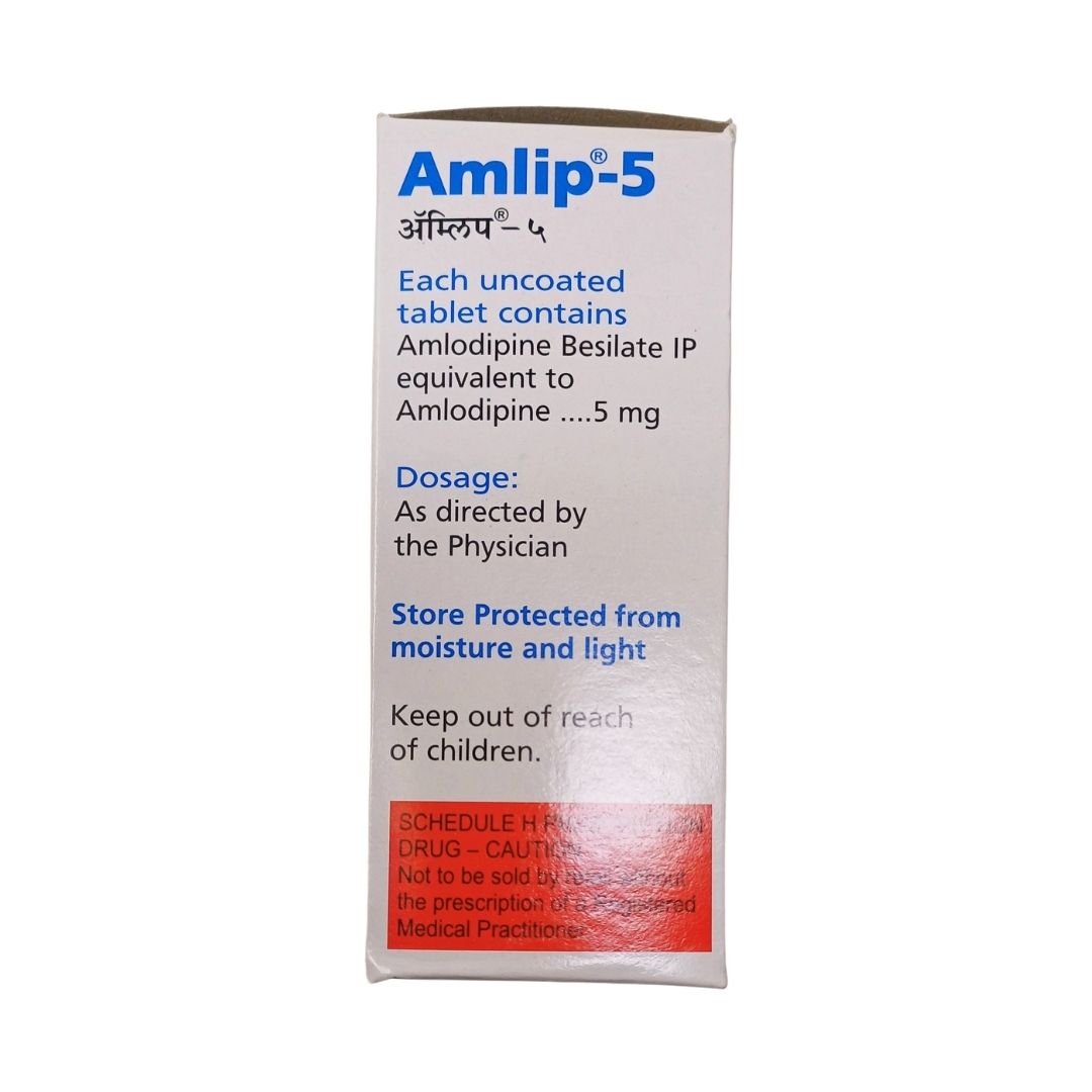 AMLIP 5 - Strip of 10 Amlodipine 5 MG Tablets for Hypertension