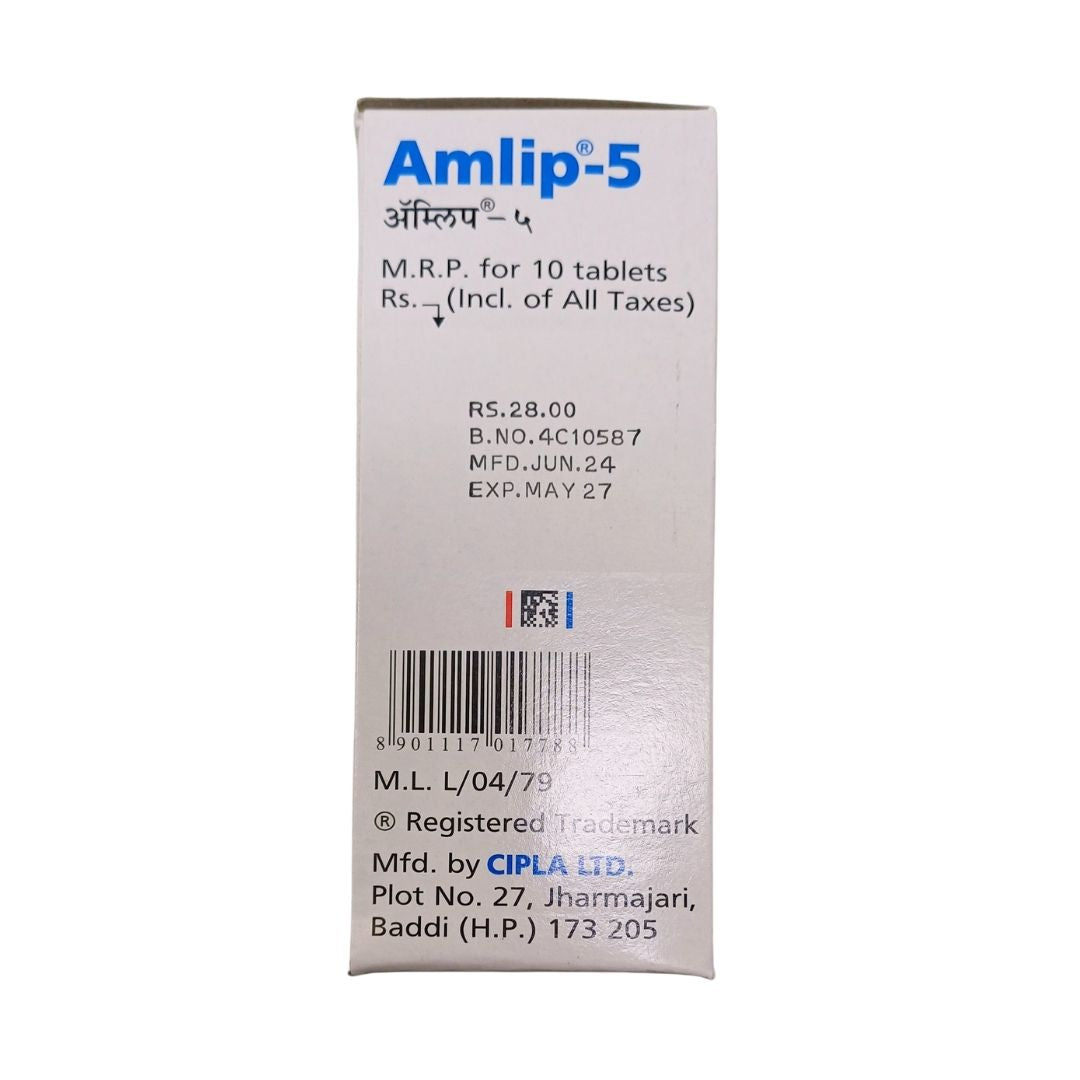 AMLIP 5 - Strip of 10 Amlodipine 5 MG Tablets for Hypertension