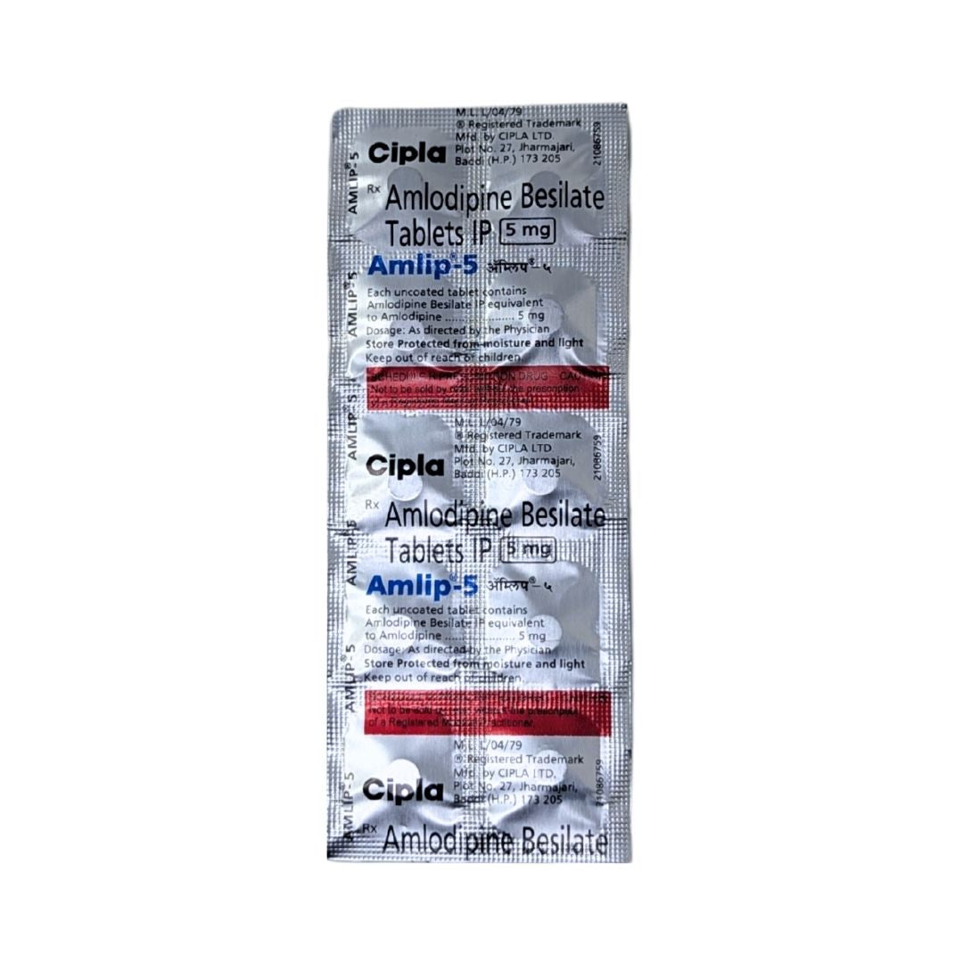 AMLIP 5 - Strip of 10 Amlodipine 5 MG Tablets for Hypertension