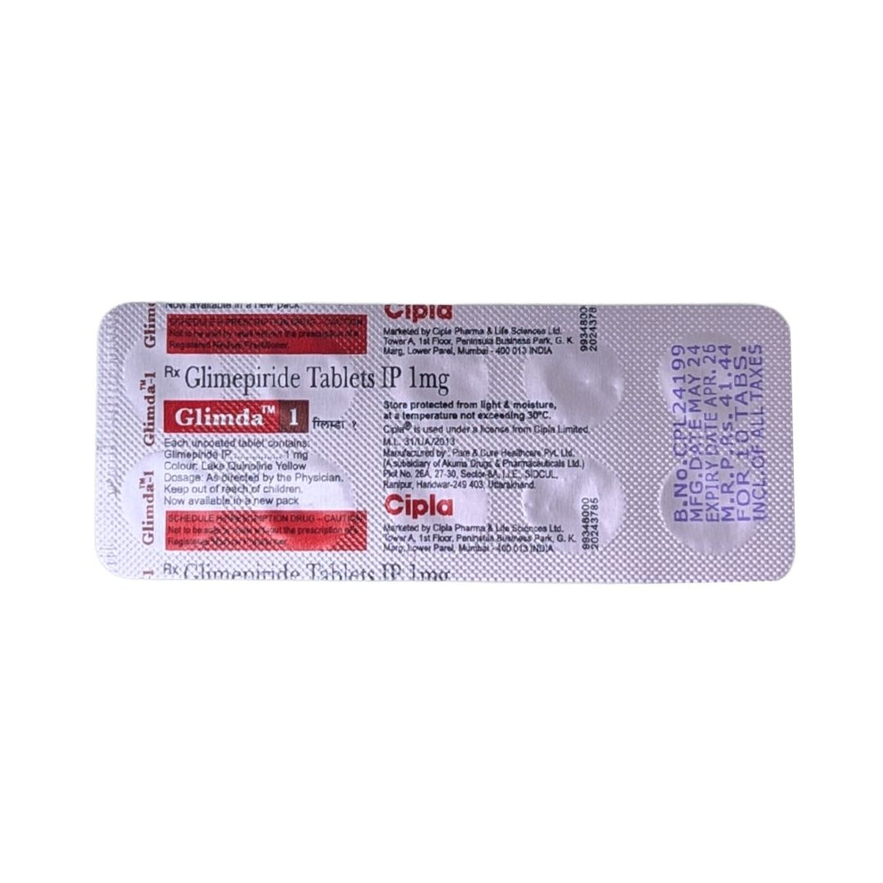 GLIMDA 1 MG TAB – Generic for AMARYL 1 mg | GP 1 mg | ZORYL 1 mg | GLI ...