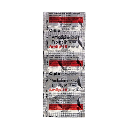 AMLIP 10 - Strip of 10 Amlodipine 10 MG Tablets for Hypertension