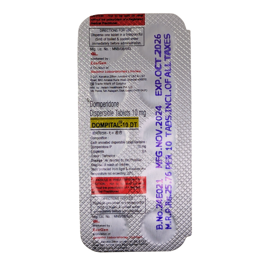 DOMPITAL-DT 10MG  TAB (10'S)