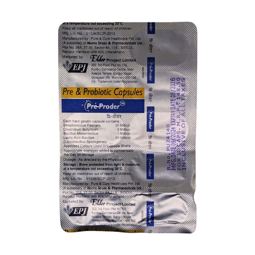 Proder PRE-PRODER TAB - Generic for VEEBIOTIC | VEEBACT | PROLITIC (Prebiotic ...