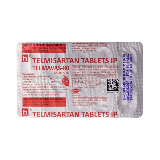 TELMAVAS-80 MG TAB (10'S)